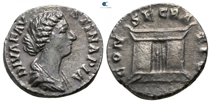 Diva Faustina Junior AD 176-180. Rome
Denarius AR

16mm., 2,65g.

DIVA FAV-...