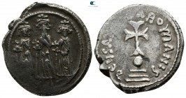 Heraclius, with Heraclius Constantine and Heraclonas AD 610-641. Constantinople. Hexagram AR