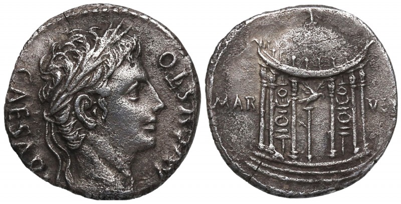18 a.C. Augusto. Roma. Denario. Ag. 3,44 g. Bella. Brillo original. Muy RARA y m...