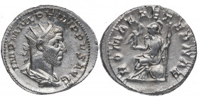 244-249 dC. Filipo I el Árabe (244-249 dC). Roma. Antoniniano. S-169. Ve. 4,14 g. Muy bella. Todo su plateado original. SC-. Est.85.