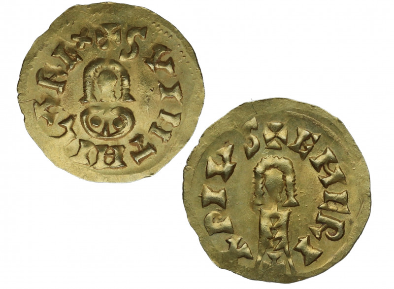 621-631 d.C. Suinthila (621-631). Emerita (Mérida). Triente. Au. 1,38 g. Bella. ...
