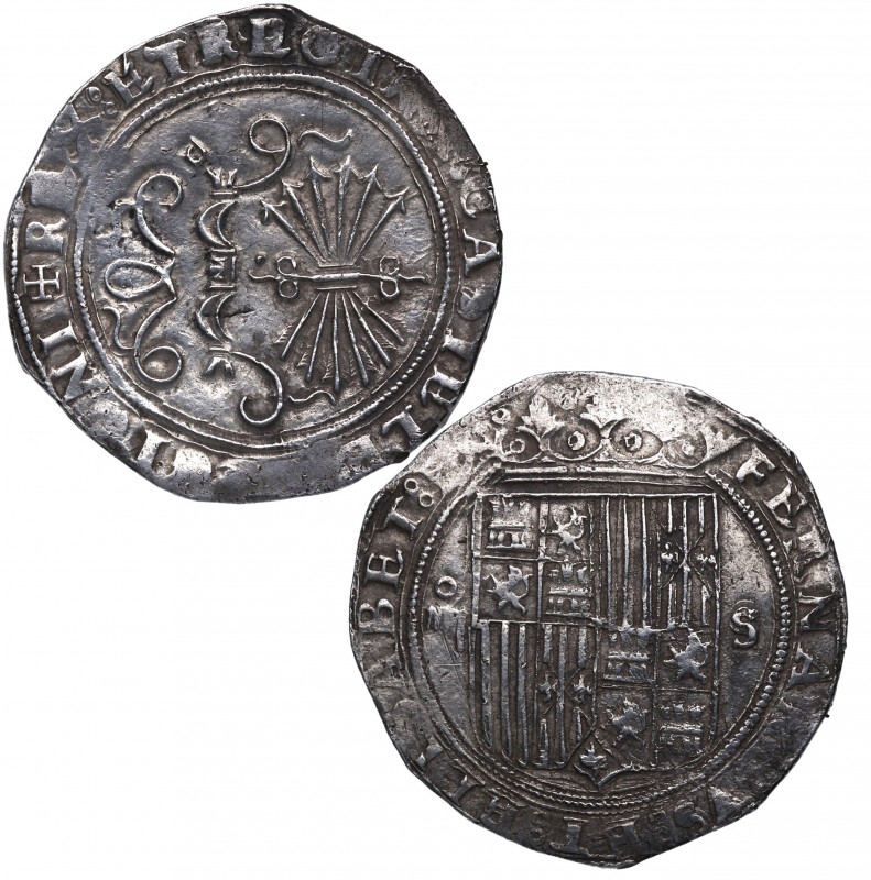 1469-1504. Reyes Católicos (1469-1504). Sevilla. 4 reales. A&C 565. Ag. 13,71 g....