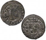 1664. Felipe IV (1621-1665). Coruña. 8 Maravedís. A&C 320. Ve. 1,43 g. RARA. Sin marca de valor. EBC-. Est.170.
