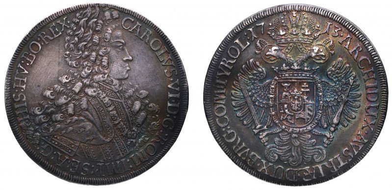 1713. Carlos III, Pretendiente (1701-1714). Thaler. S-223. Ag. 28,95 g. Muy bell...