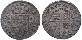 1738. Felipe V (1700-1746). Madrid. 1 Real. JF. A&C 454. Ag. 2,75 g. Muy bella. SC. Est.250.
