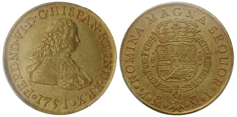 1751. Fernando VI (1746-1759). México. 8 escudos. MF. A&C . Au. Sin la habitual ...