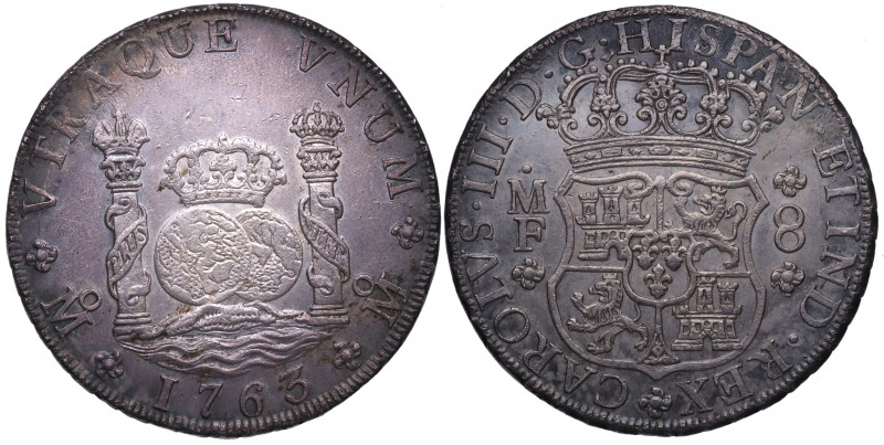 1763. Carlos III (1759-1788). México. 8 Reales. FM. A&C 1129. Ag. 26,93 g. Bellí...