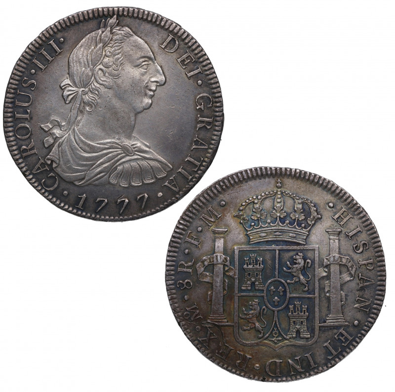 1777. Carlos III (1759-1788). México. 8 reales. FM. A&C 1112. Ag. 26,90 g. RARA ...