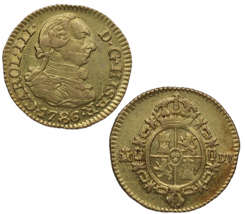 1786 (1787/6). Carlos III (1759-1788). Madrid. 1/2 Escudo. A&C 1369. Au. 1,70 g....