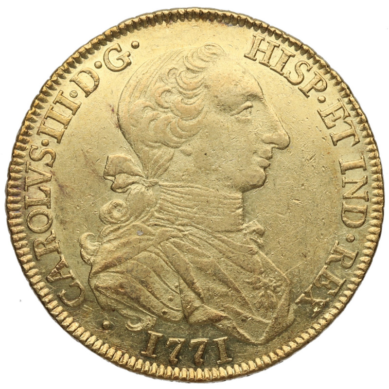 1771. Carlos III (1759-1788). México. 8 escudos. MF. A&C 1997. Au. 27,02 g. RARA...