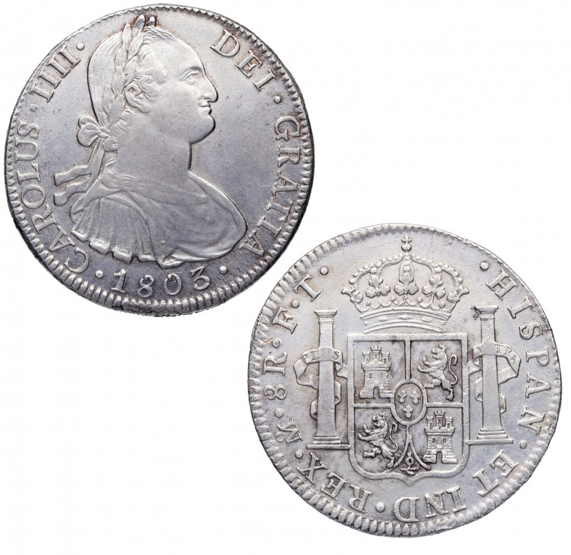 1803. Carlos IV (1788-1808). México. 8 reales. FT. A&C 977. Ag. 26,94 g. Atracti...