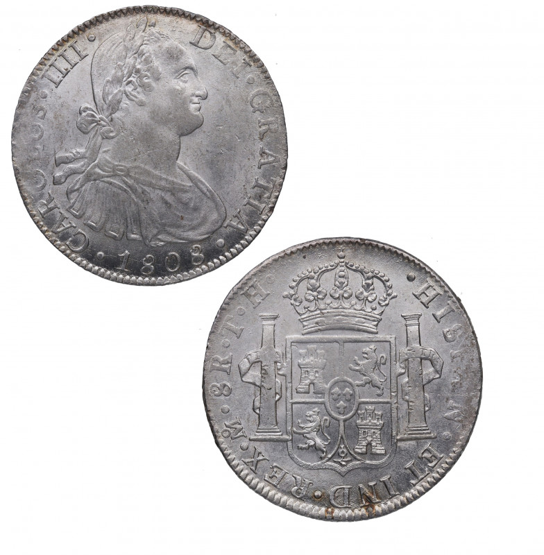 1808. Carlos IV (1788-1808). México. 8 reales. TH. A&C 988. Ag. 26,97 g. Bella. ...