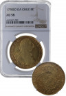 1798. Carlos IV (1788-1808). Santiago. 8 Escudos. DA. A&C 1414. Au.  RARA así Bella. Brillo Original. Encapsulada en NGC en AU 58. EBC+ / SC-. Est.230...
