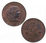 1868. Isabel II (1833-1868). Barcelona. 2,5 Céntimos de escudo. CM. A&C 233. Ae. 5,83 g. SC-. Est.140.