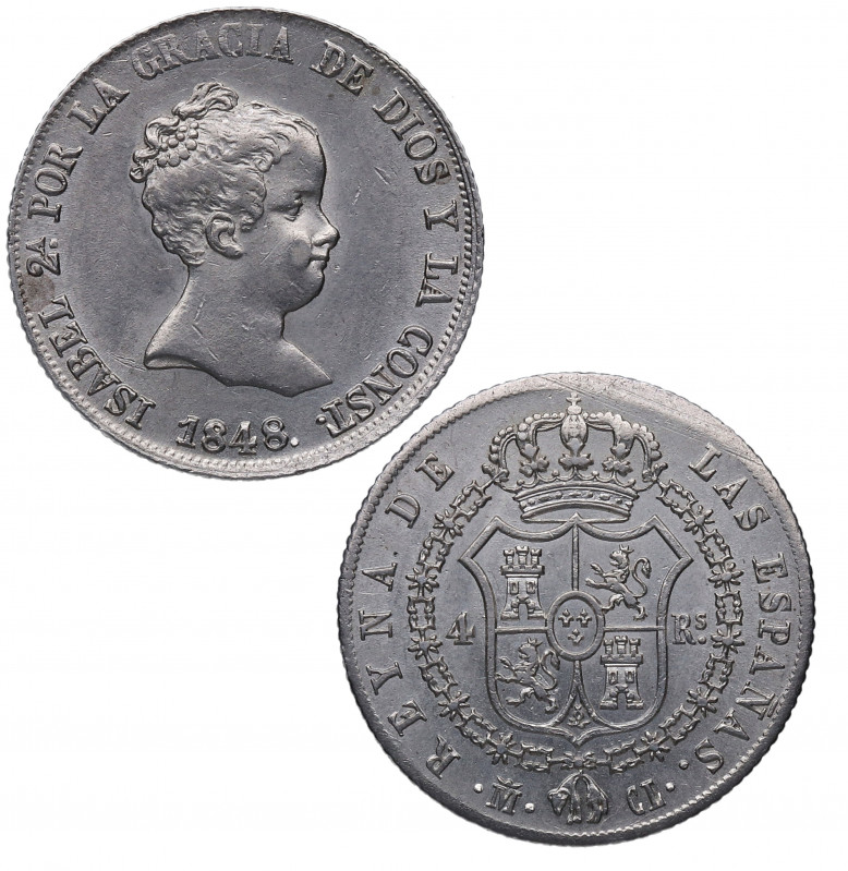 1848. Isabel II (1833-1868). Madrid. 4 Reales. CL. A&C 453. Ag. 5,32 g. SC. Est....