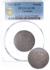 1837. Isabel II (1833-1868). Barcelona. 1 peseta. A&C 272. Ag. Encapsulada por PCGS en AU58. Bella. Bonito color. EBC+. Est.350.