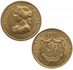 1865. Isabel II (1833-1868). Madrid. 4 Escudos. A&C 688. Au. 3,30 g. EBC. Est.200.