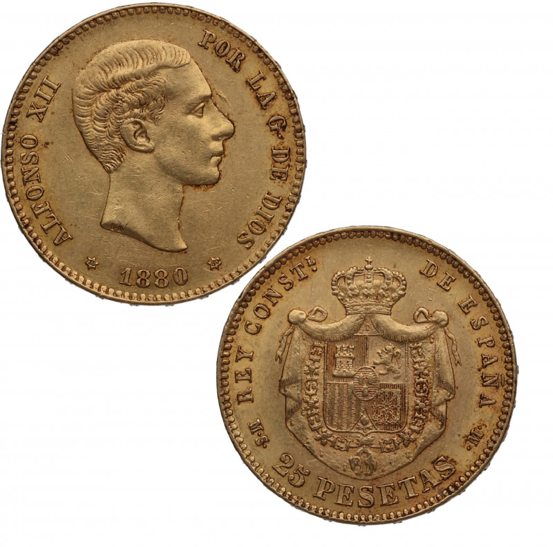 1880*80. Alfonso XII (1874-1885). Madrid. 25 pesetas. MSM. A&C 79. Au. 8,06 g. B...