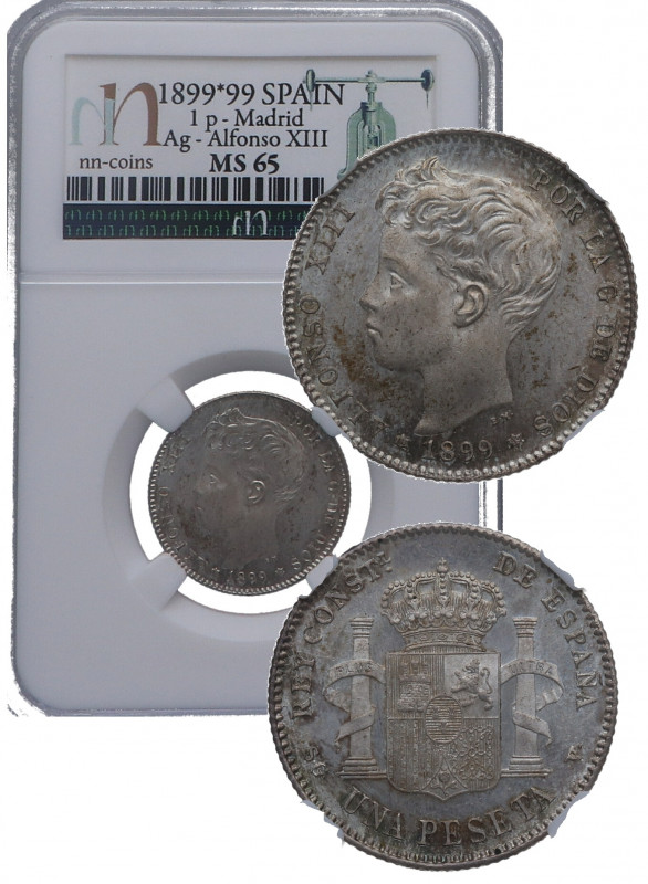 1899*99. Alfonso XIII (1886-1931). Madrid. 1 peseta. SGV. A&C 58. Ag. Bellísima....