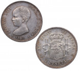 1891*91. Alfonso XIII (1886-1931). Madrid. 2 pesetas. PGM. A&C 84. Ag. 10,08 g. Muy bella. Brillo original. MUY RARA y más así. EBC+. Est.700.