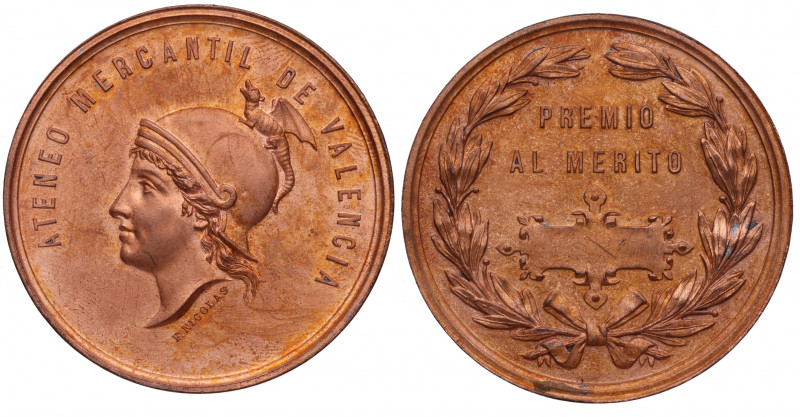 1874. Alfonso XII (1874-1885). Grabador F. Nicolas. Ateneo Mercantil de Valencia...