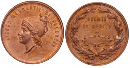 1874. Alfonso XII (1874-1885). Grabador F. Nicolas. Ateneo Mercantil de Valencia. Cu. 35,50 g. EBC+. Est.70.