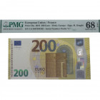 2019. Francia. 200 Euros. Pick 25u. Encapsulado por PMG en 68 EPQ Serial Number Prefix "U". SC. Est.400.