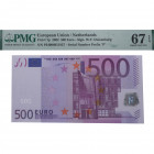 2002. Países Bajos. 500 Euros. Pick 7p. Encapsulado por PMG en 67 EPQ Serial Number Prefix "P". SC. Est.3000.