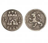 GUATEMALA. Carlos IV (1788-1808). 1801 G. 1/4 de real. (Cal.1365). (AC.92). Plata.
MBC