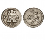GUATEMALA. Fernando VII (1808-1833). 1817 G. 1/4 de real. (Cal.1442). (AC.254). Plata. 
MBC