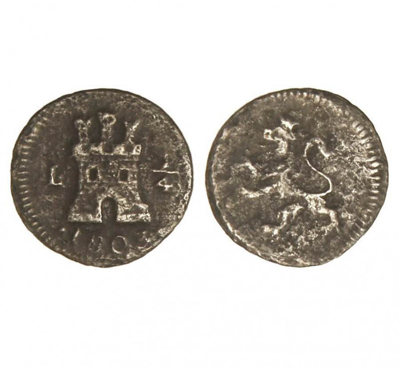 LIMA. Carlos IV (1788 - 1808). 1803. 1/4 real. (Cal.1387). (AC.114). Plata. Oxid...