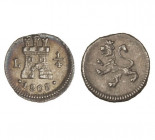 LIMA. Carlos IV (1788 - 1808). 1808. 1/4 real. (Cal.1392). (AC.119). Plata. PCGS 29107142. Muy bonita
AU53