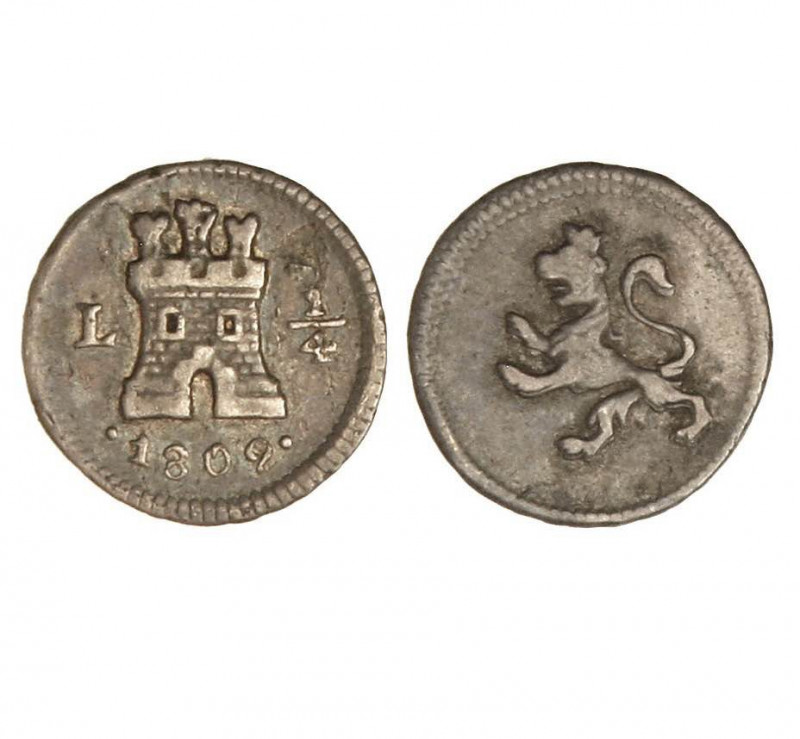 LIMA. Fernando VII (1808-1833). 1809. 1/4 real. (Cal.1450). (AC.260). Plata. 
M...