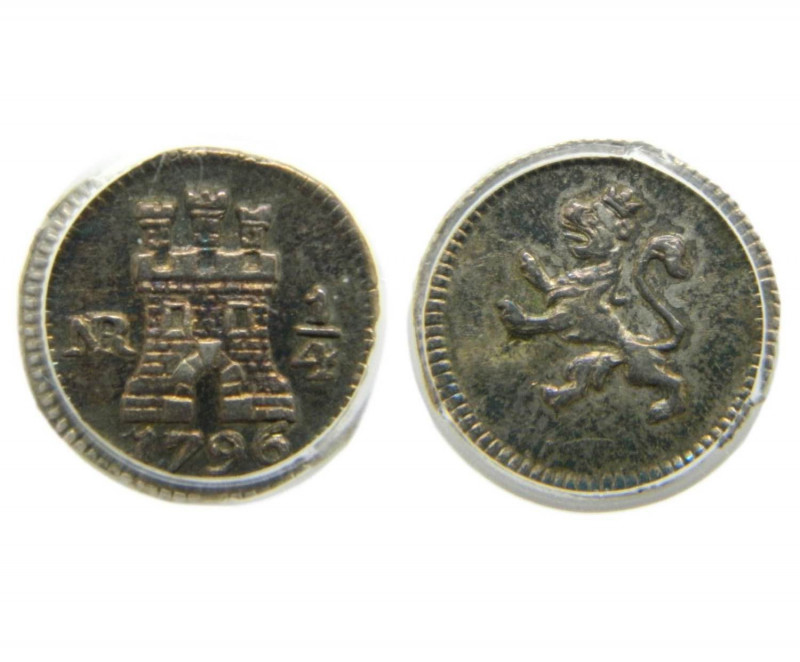 SANTA FE DE NUEVO REINO. Carlos IV (1788 - 1808). 1796 NR. 1/4 real. (Cal.1428)....