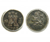 SANTA FE DE NUEVO REINO. Carlos IV (1788 - 1808). 1796 NR. 1/4 real. (Cal.1428). (AC.161). Plata. PCGS 29303882.
AU55