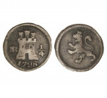SANTA FE DE NUEVO REINO. Carlos IV (1788 - 1808). 1798/7 NR. 1/4 real. (Cal.1433 var.). (AC.164.). Plata. 
BC