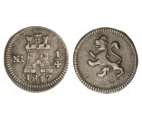 SANTA FE DE NUEVO REINO. Fernando VII (1808-1833). 1817 NR. 1/4 real. (Cal.1488). (AC.296). Plata. 
MBC+