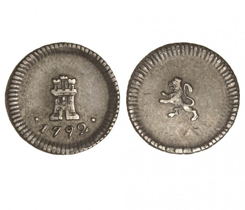 SANTIAGO. Carlos IV (1788 - 1808). 1792. 1/4 real. Sin marca de ceca (Cal.1426)....