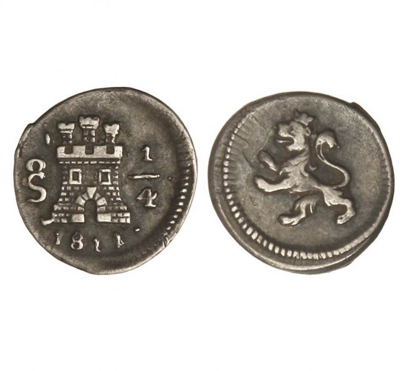 SANTIAGO. Fernando VII (1808-1833). 1811. 1/4 real. (Cal.1494). (AC.302). Plata....