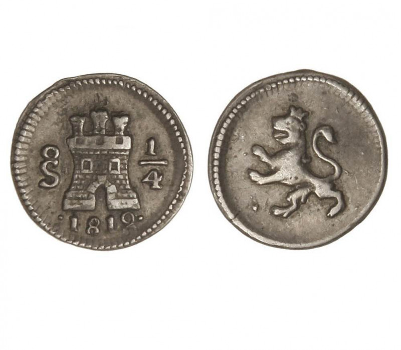 SANTIAGO. Fernando VII (1808-1833). 1812. 1/4 real. (Cal.1495). (AC.303). Plata....