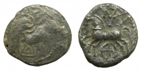 GALIA (Francia). Lingones - Langres. 80-50 aC. Quinario o denario reducido. Tipo Kaletedou. De la Tour 8178. 1,6 g.
BC+/MBC-