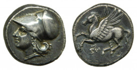 SICILIA, Siracusa. (Italia) Agatocles. 317-289 a.C. AR Statera. Alrededor del 304-289 a. Cabeza con casco de Atenea a la izquierda / Pegaso volando a ...