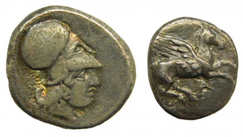 EPIRO - Ambrakia (Grecia) (360-338 aC). Estátera corintia. Cabeza de Atena y Peg...