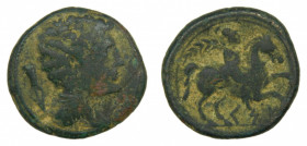 Kese (Tarragona). As. Siglo II-I aC. Símbolo punta de lanza. ACIP 1146. Ae. 13,4 gr.
BC+/MBC