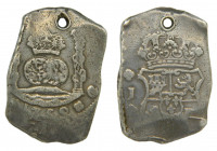 Fernando VI (1746-1759). 1752 J. 8 reales. Guatemala. Columnario. (AC.426). 26,42 gr. Ar. Agujero.
MBC+