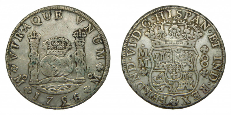 Fernando VI (1746-1759). 1756 MM. 8 reales. México. Columnario. (AC.491). 26,8 g...