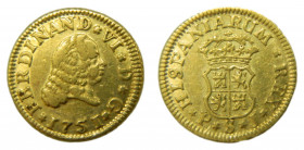Fernando VI (1746-1759). 1751 PJ. 1/2 Escudo. Sevilla (AC.574). 1,78 gr. Au 
MBC+