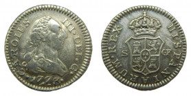 Carlos III (1759-1788). 1773 CF. 1/2 real. Sevilla. (AC.311). 1,42 gr. Ar
EBC-