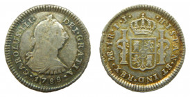 Carlos III (1759-1788). 1788 IJ. 1 real. Lima. (AC.375). 3,41 gr. Ar. Restos de brillo original.
EBC-