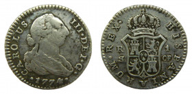 Carlos III (1759-1788). 1774 CF. 1 real. Sevilla. (AC.535). 2.84 gr. Ar 
MBC